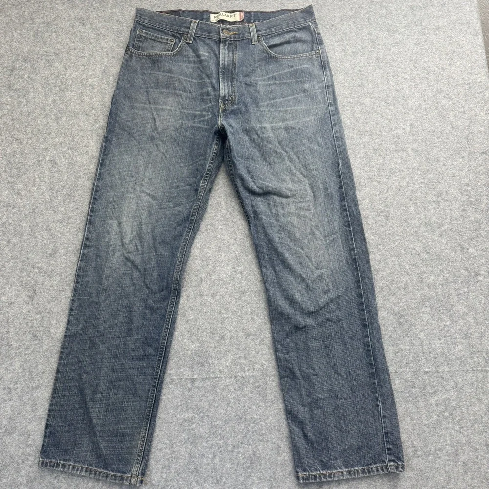 Vintage Y2K Levis 505 Jeans Mens 36x32 Blue Straight Leg Denim  Whiskers Fading